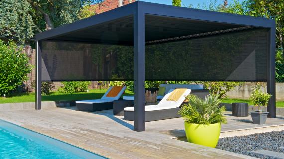 Pergola bioclimatica a medida de lamas para relax y descanso. Ventux